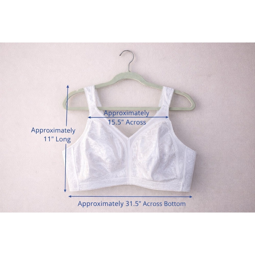Playtex White Wireless Bra 42C Full Coverage Soft Cup Floral Jacquard Support - Picture 2 of 5